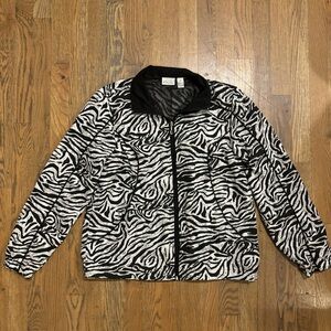 Kim Rogers Petite Zebra Print Windbreaker Medium